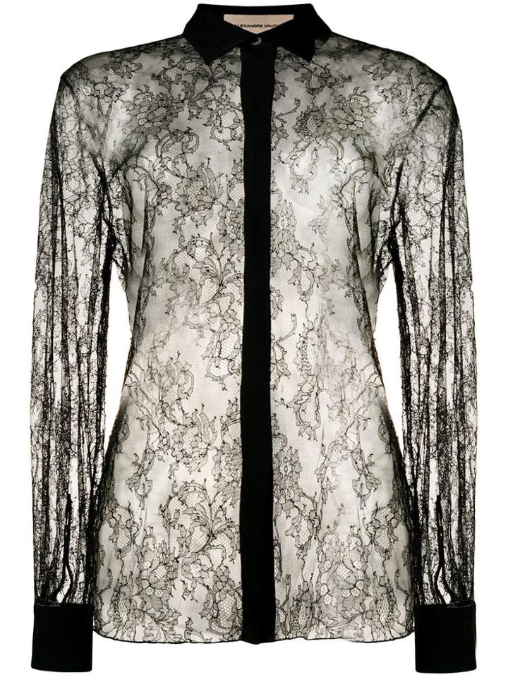 Alexandre Vauthier Sheer Lace Shirt - Black