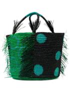 Sensi Studio Frayed Stripe Canasta Bag - Green