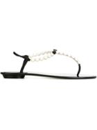 René Caovilla Embellished Thong Sandals, Women's, Size: 40, White, Leather/pvc