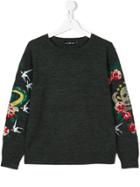 John Richmond Kids Embroidered Sleeve Jumper - Grey