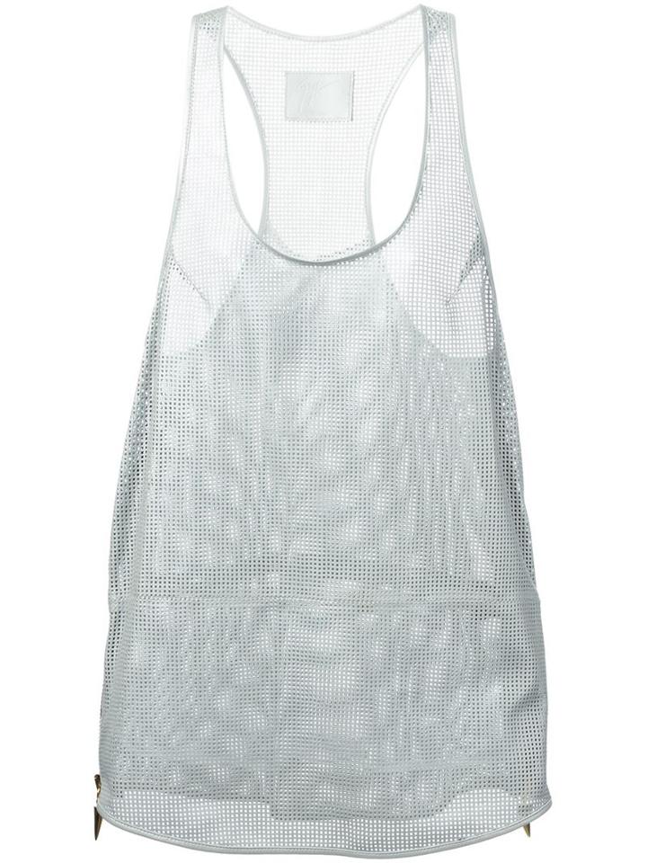 Giuseppe Zanotti Design Zip Detail Perforated Top, Women's, Size: Small, Grey, Leather