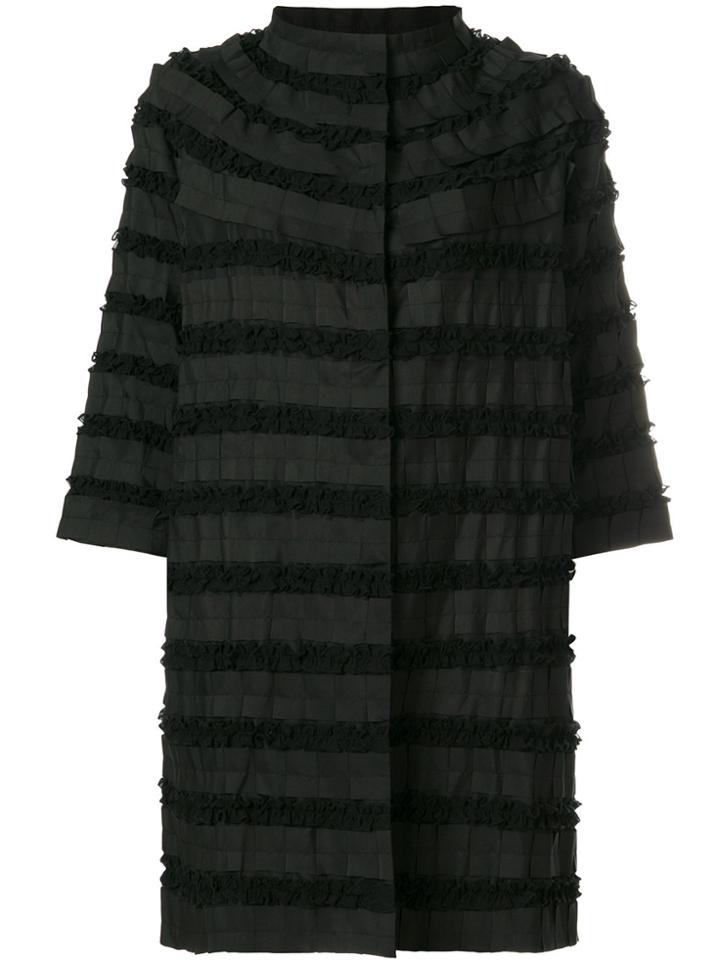 Clips Ruffle Tiered Coat - Black