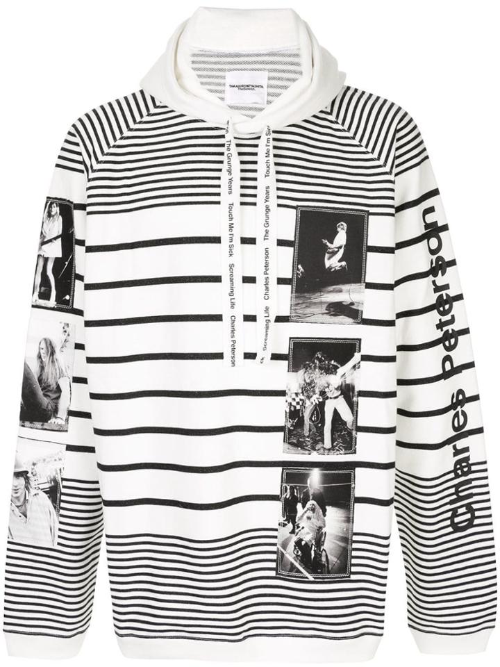 Takahiromiyashita The Soloist Band Patch Striped Hoodie - White