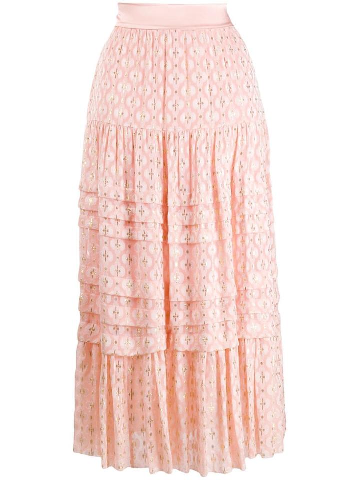 Temperley London Suki Tiered Midi Skirt - Pink
