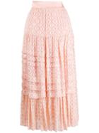 Temperley London Suki Tiered Midi Skirt - Pink