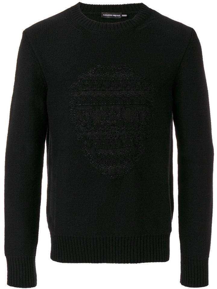 Alexander Mcqueen Black Skull Embossed Knitted Sweater