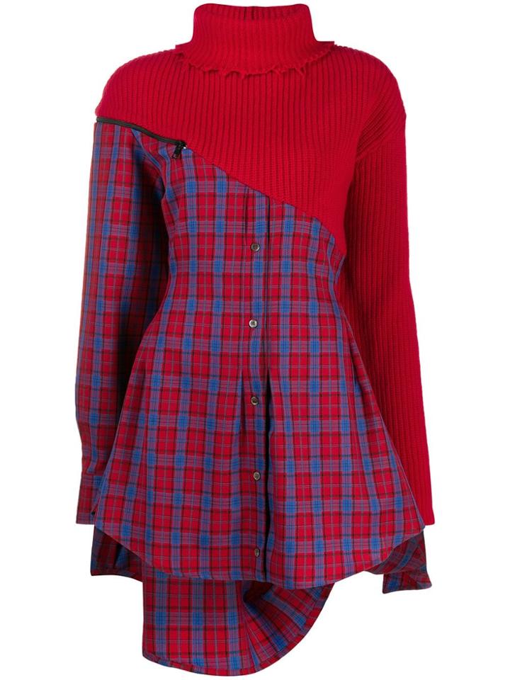 Unravel Project Contrast-panel Shirt Dress - Red