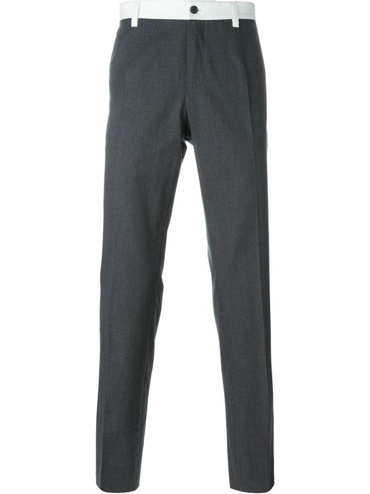 Dolce & Gabbana Contrast Piped Trousers, Men's, Size: 50, Grey, Cotton