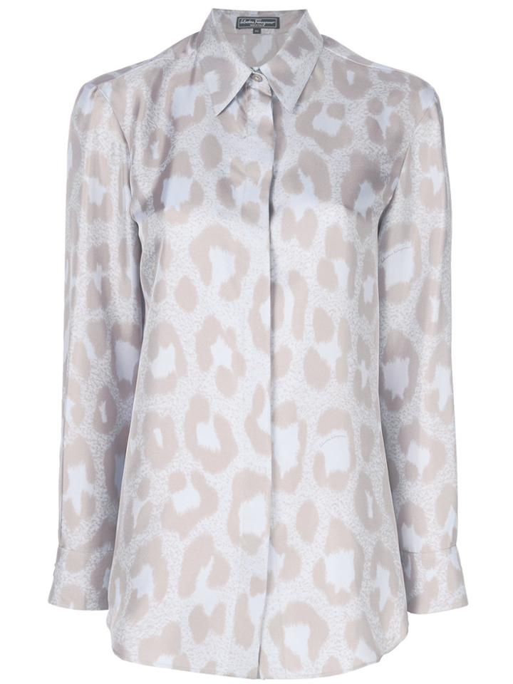 Salvatore Ferragamo Leopard Print Shirt - Grey