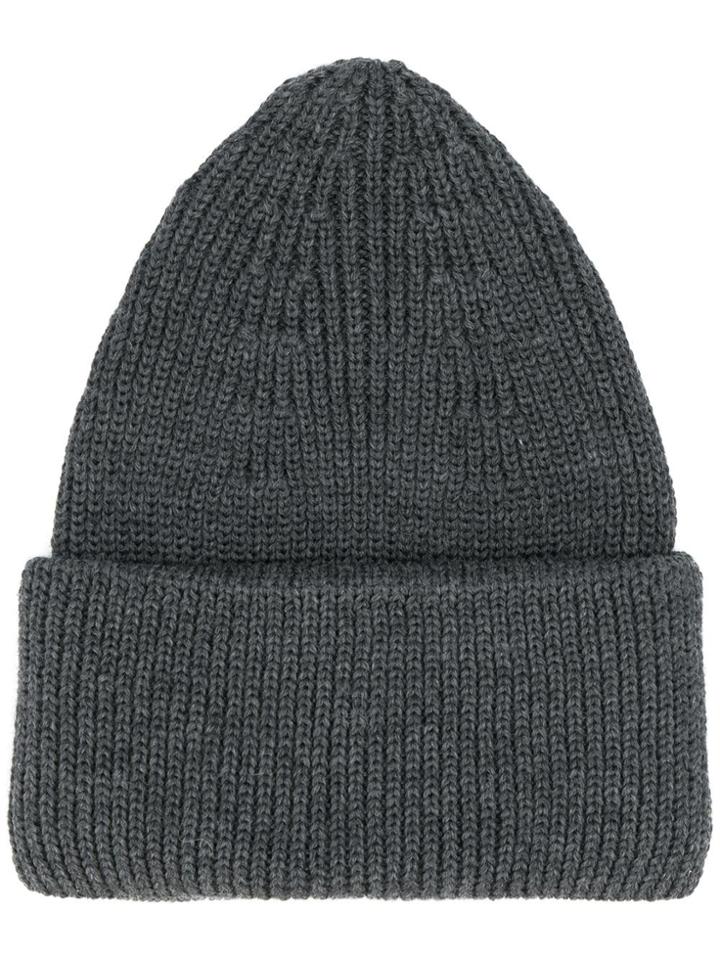 Roberto Collina Ribbed Beanie Hat - Grey