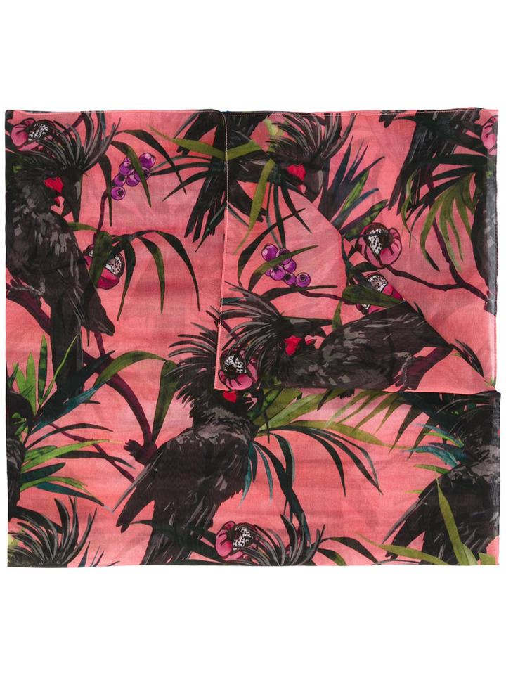 Ps By Paul Smith Kakatoo Motive Print Scarf, Women's, Pink/purple, Silk/cotton