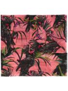 Ps By Paul Smith Kakatoo Motive Print Scarf, Women's, Pink/purple, Silk/cotton