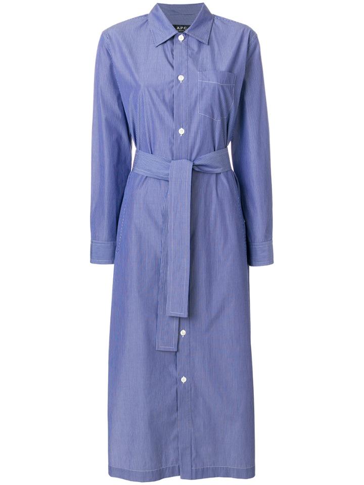 A.p.c. Belted Shirt Dress - Blue