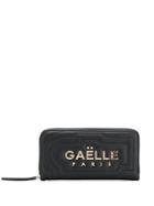 Gaelle Bonheur Zipped Logo Plaque Wallet - Black
