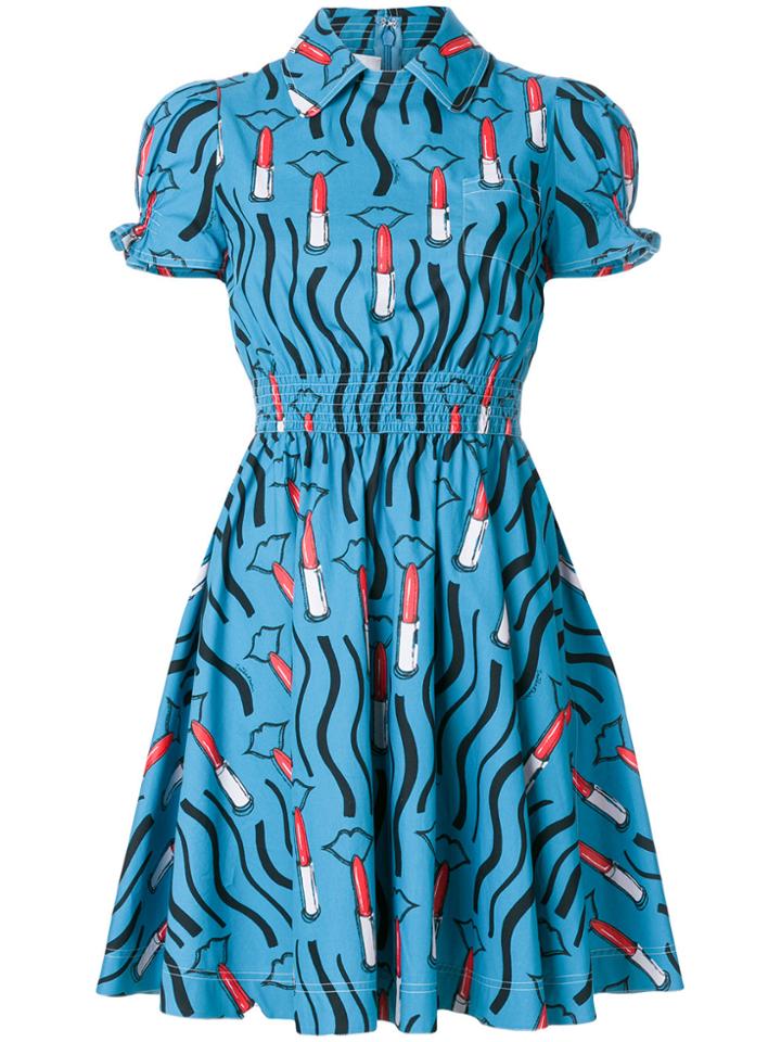 Valentino Lipstick Print Mini Dress - Blue