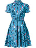 Valentino Lipstick Print Mini Dress - Blue