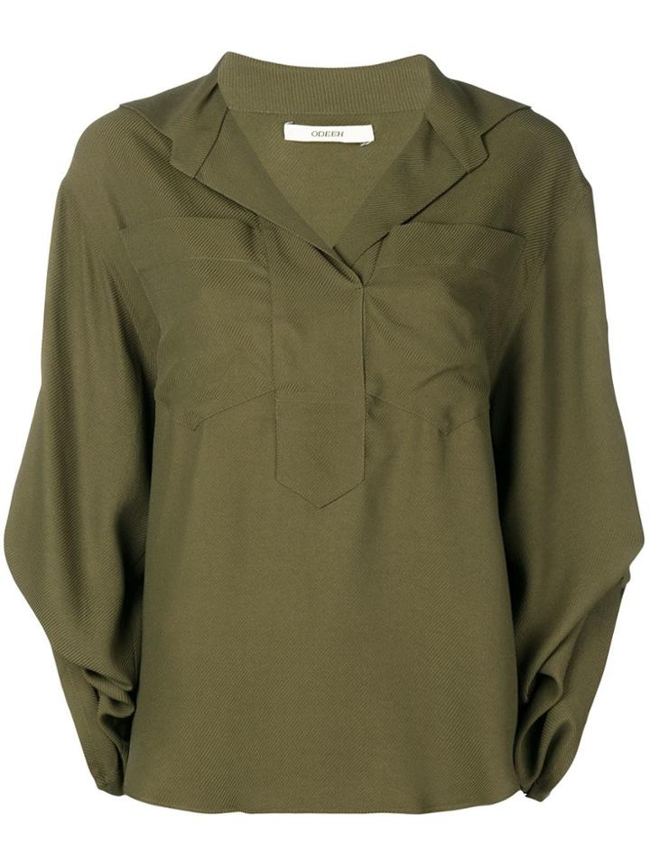 Odeeh Oversized V-neck Shirt - Green