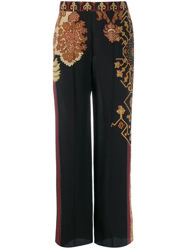 Etro Printed Wide-leg Trousers - Black