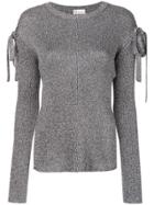Red Valentino Lurex Bow Sleeve Sweater - Grey