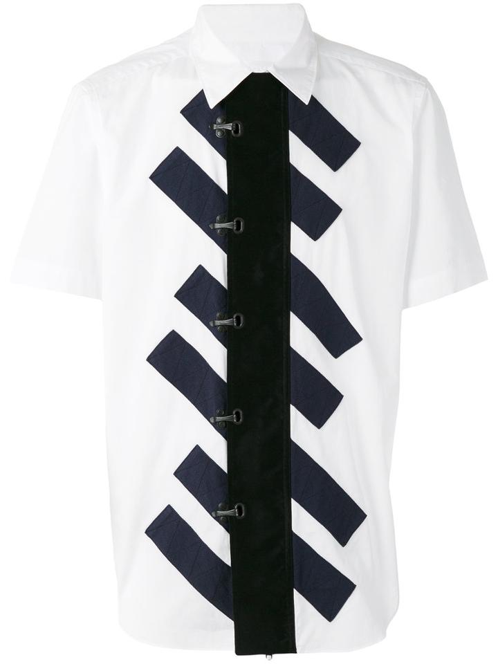 Ganryu Comme Des Garcons Striped Centre Shirt, Men's, Size: Medium, White, Cotton