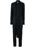 Faith Connexion Ruffle Front Jumpsuit, Women's, Size: Medium, Black, Silk/acetate/viscose