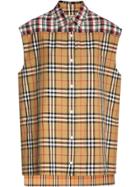 Burberry Contrast Check Sleeveless Shirt - Yellow & Orange