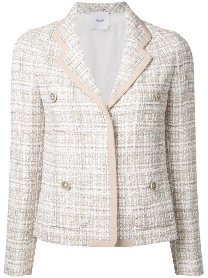 Agnona Woven Blazer, Women's, Size: 46, Nude/neutrals, Cotton/wool/polyamide