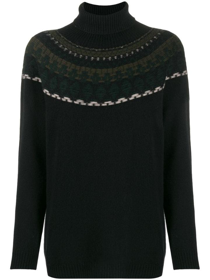 Lamberto Losani Intarsia Knit Sweater - Black