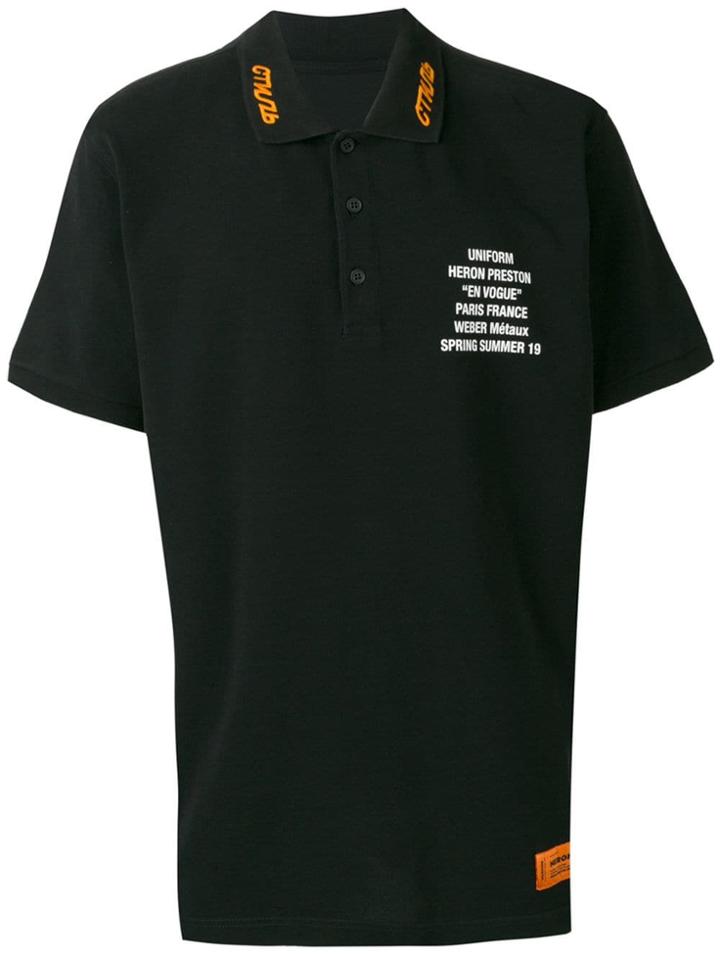 Heron Preston Slogan Print Polo Shirt - Black