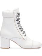 Miu Miu Contrasting Shoe Laces Boots - White