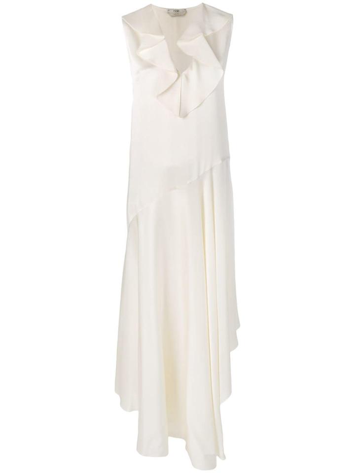 Fendi Asymmetric Bias Cut Dress - Neutrals