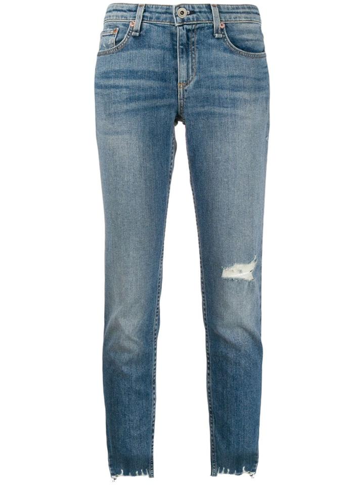 Rag & Bone Raw Cuffs Skinny Jeans - Blue