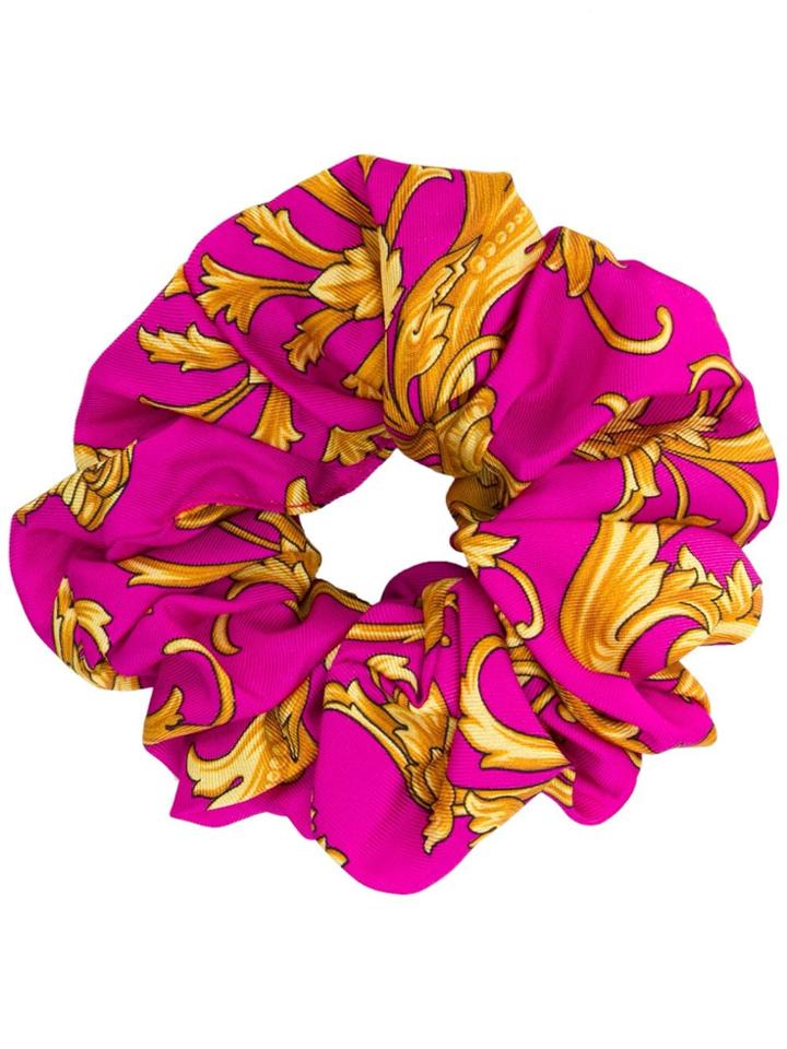 Versace Baroque Print Hair Scrunchie - Pink