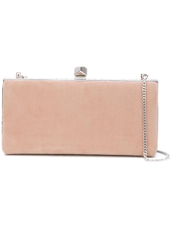 Jimmy Choo - Celeste Clutch Bag - Women - Suede/brass/glass - One Size, Pink/purple, Suede/brass/glass