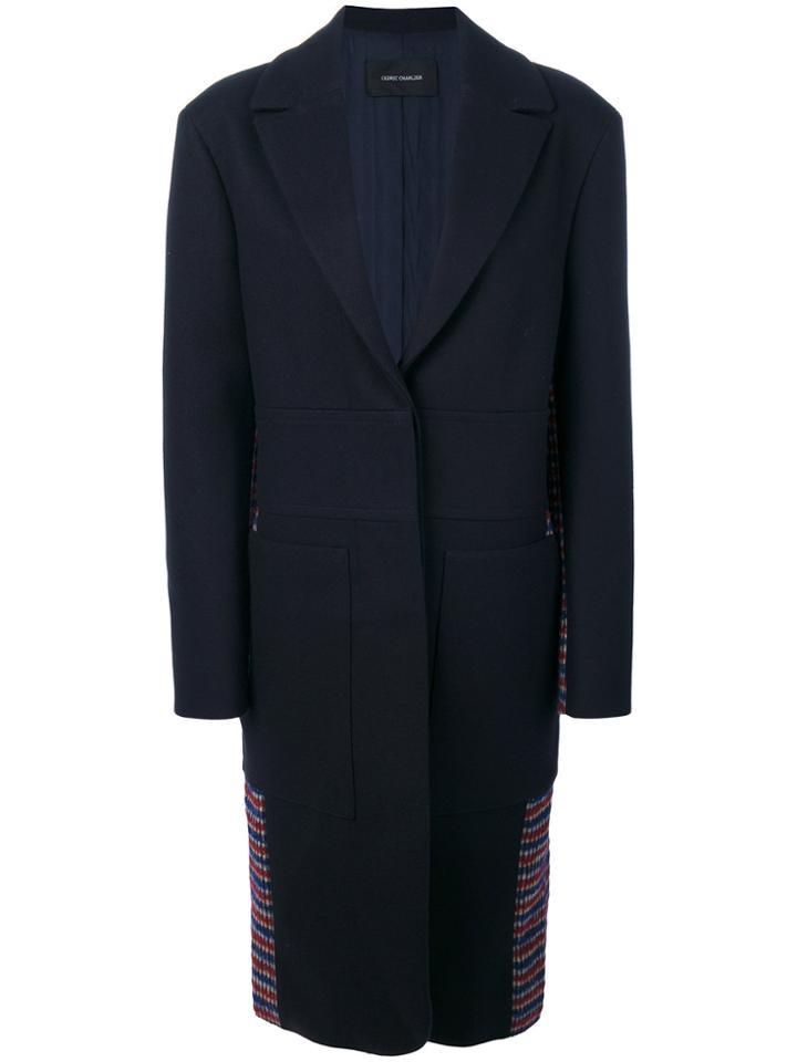 Cédric Charlier Micro Checked Back Coat - Blue