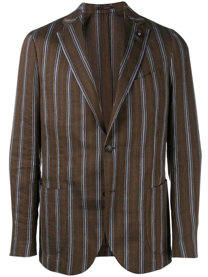 Lardini Striped Single-breasted Blazer - Brown