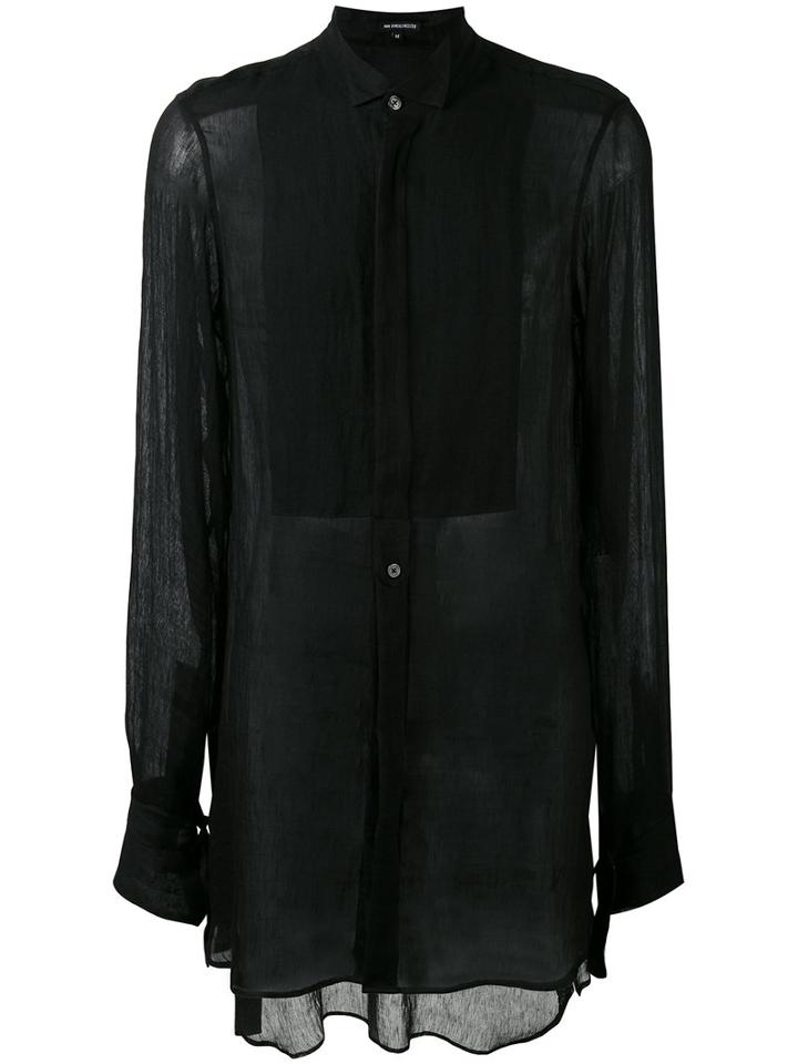 Ann Demeulemeester - Sheer Elongated Shirt - Men - Cotton/linen/flax - M, Black, Cotton/linen/flax