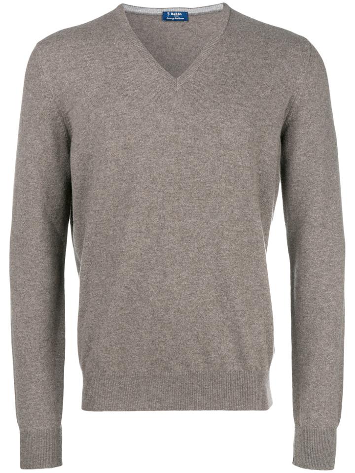 Barba Cashmere V-neck Jumper - Nude & Neutrals