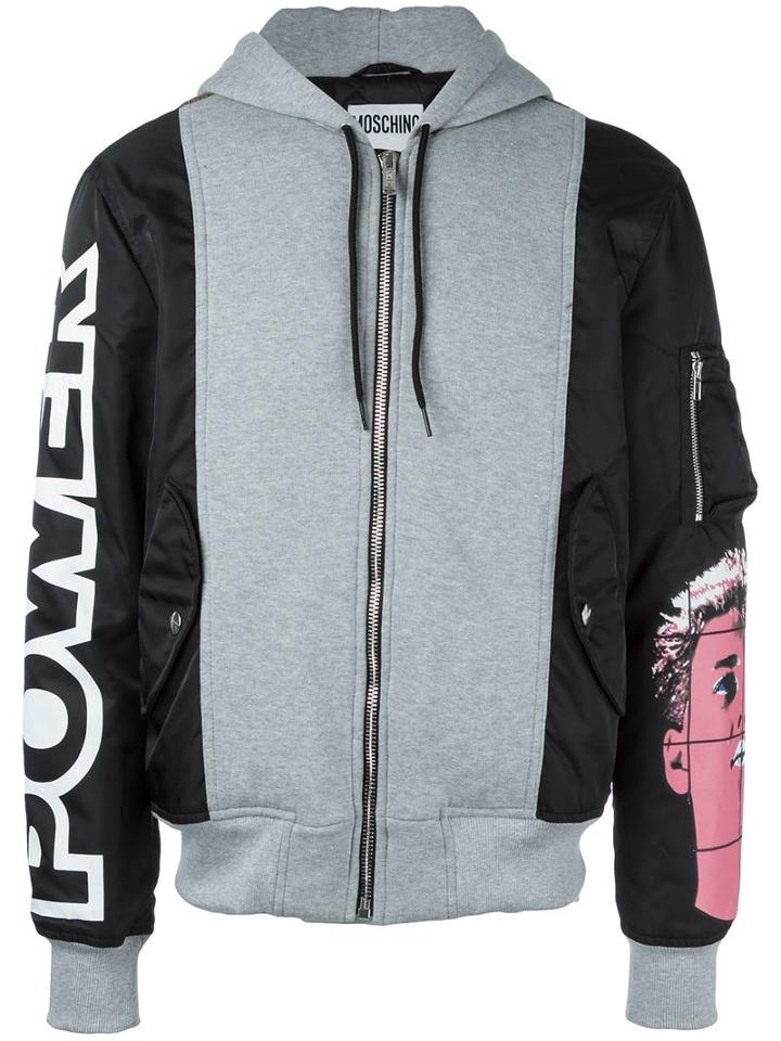 Moschino Patchwork Hoodie, Men's, Size: 46, Grey, Cotton/polyamide/viscose