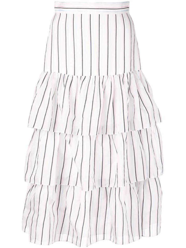 Jill Stuart Striped Tiered Skirt - White