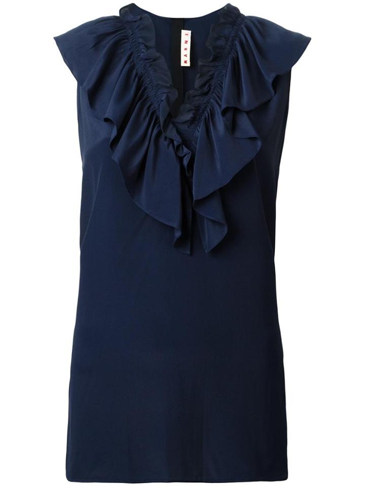 Marni Ruffle Neck Blouse - Blue