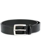 Just Cavalli - Textured Buckle Belt - Men - Calf Leather/metal - 85, Black, Calf Leather/metal