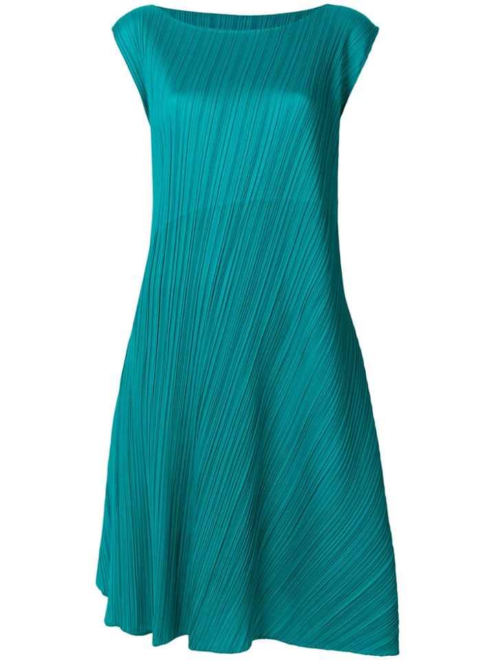 Pleats Please By Issey Miyake Flared Asymmetric Dress - Green