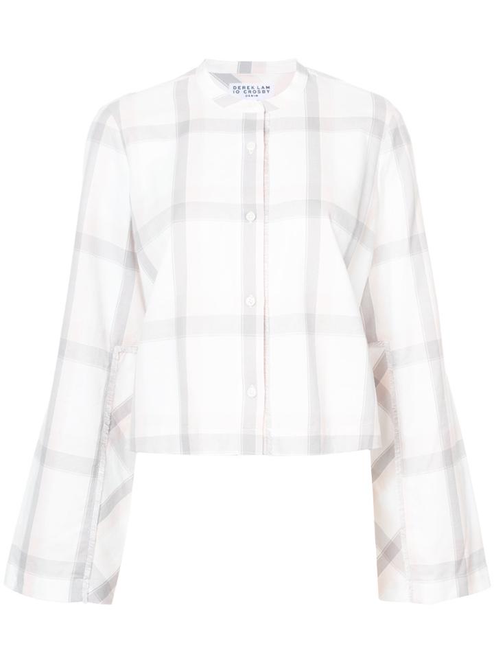 Derek Lam 10 Crosby Long Sleeve Wide Sleeve Cropped Shirt - Pink &