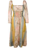 Brock Collection Ruched Midi Stripe Dress - Brown