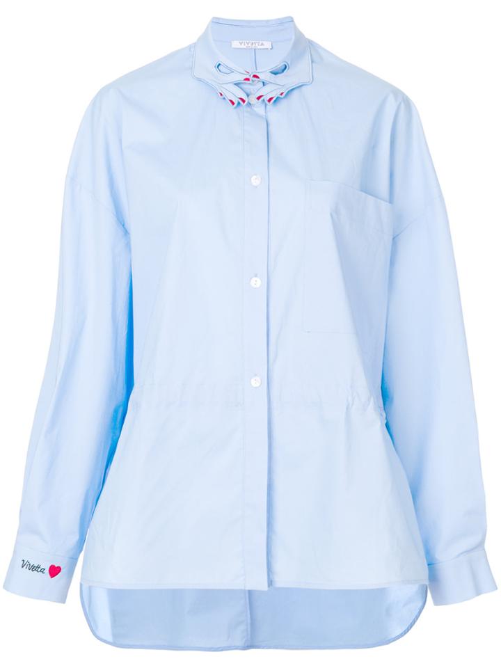 Vivetta Embroidered Collar Peplum Blouse - Blue