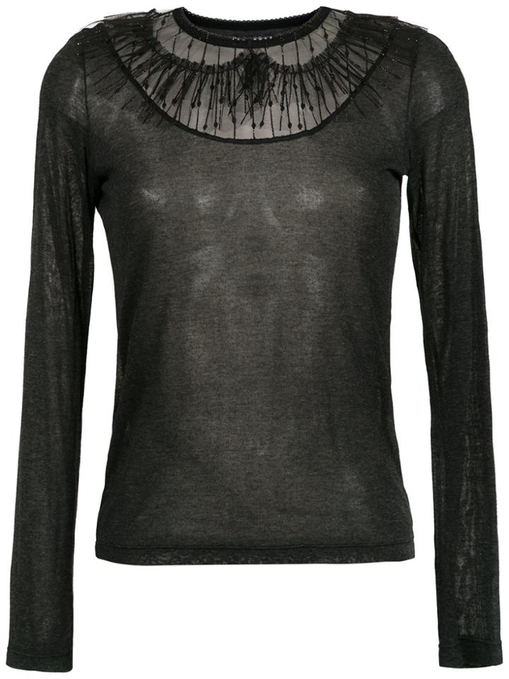 Nk Tulle Neck Blouse - Black