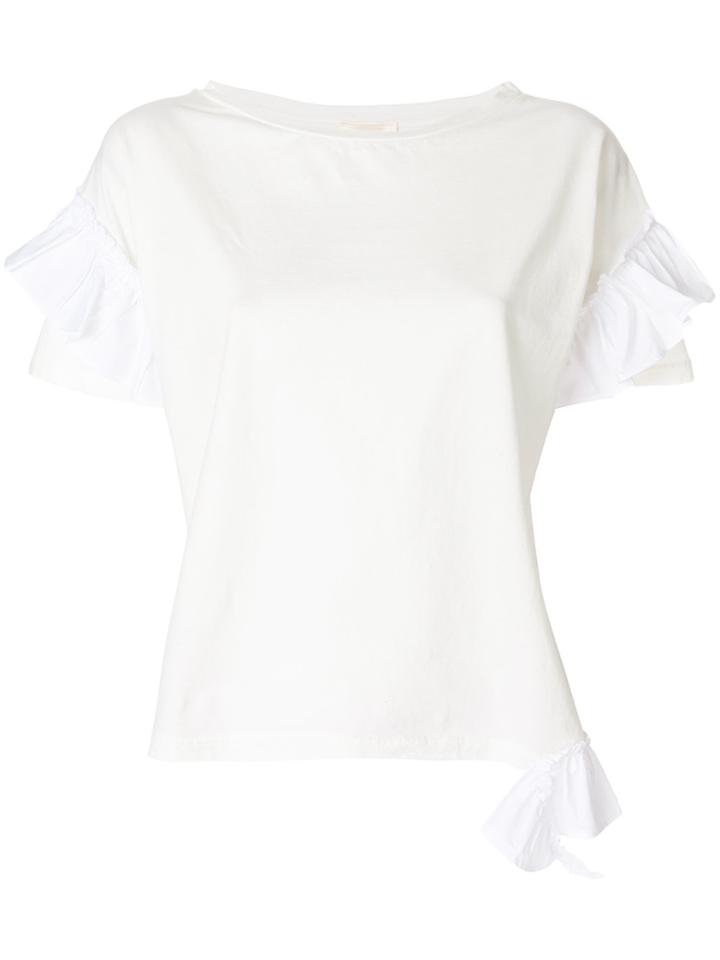 Semicouture Ruffled Sleeves T-shirt - White