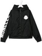 Moncler Kids Teen Logo Zip Up Jacket - Black