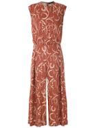 Andrea Marques Printed Cropped Jumpsuit - Brown